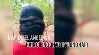 Hair oiling on very long natural hair [upl. by Theurer419]