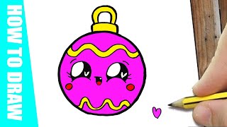 HOW TO DRAW A CHRISTMAS GLOBE KAWAII  HOE TEKEN JE EEN KERSTBAL [upl. by Ahsikram]