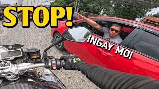 CAR STOPS MOTORCYCLE RIDER  BMW S1000R VS VIOS [upl. by Harris]