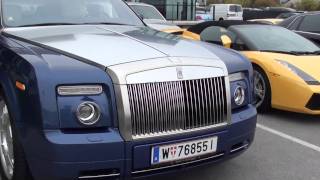 Rolls Royce Phantom Drophead Walkaround in Vienna  other supercars Murcielago F430 Gallardo [upl. by Assirec]