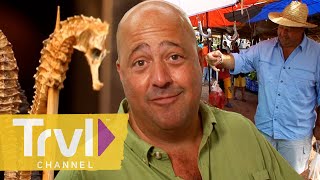 Most OUTRAGEOUS Street amp Market Food  Bizarre Foods with Andrew Zimmern  Travel Channel [upl. by Alyam96]