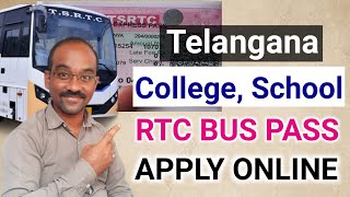 TS College School bus pass apply Online  job holders bus pass  monthly Quarterly 6 months [upl. by Tloc]