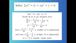 Power Series Solution for Regular Singular Point Using Frobenius Theorem [upl. by Einial]