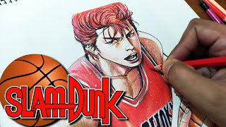 Tensai Basketman Drawing Sakuragi Hanamichi 桜木 花道  Slam Dunk  Pencil Glue [upl. by Ramos]