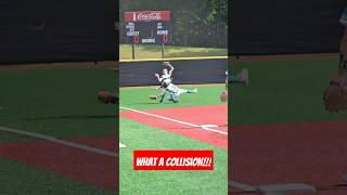 Collision in Left Field Shortstop Secures the Catch shorts softball [upl. by Saba]