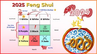 2025 Snake Year Flying Star Feng Shui Tai Sui Sui Po and San Sha afflictions [upl. by Eizzik438]