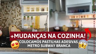 Mudanças na cozinha  Colocamos pastilhas adesivas metro subway branca l Alessa Vale 😍 [upl. by Eenej971]