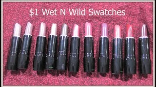 Dollar General 1 Wet N Wild New Lipstick Shades Swatches [upl. by Bunker]