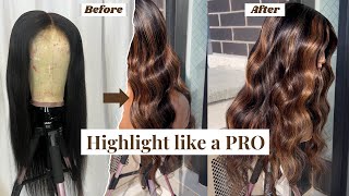 How To Add Highlights To A Black Wig  Very Detailed Tutorial [upl. by Aurelia]