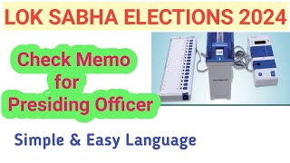 Check Memo for Presiding Officer  Duties of Presiding Officer  Lok Sabha Elections [upl. by Eenel]