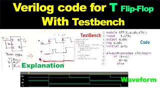 verilog code for T Flip Flop with TestBench [upl. by Anierdna]