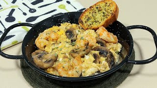 🥚REVUELTO DE LANGOSTINOS 🦐 AL AJILLO🧄 CON CHAMPIÑONES 🍄 BEATRIZ COCINA [upl. by Aguie896]