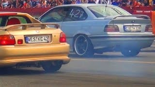 BMW 328i VS Honda Civic CRX  14 Mile Drag Race Viertelmeile Rennen E36 Acceleration SICK SOUND [upl. by Jania]