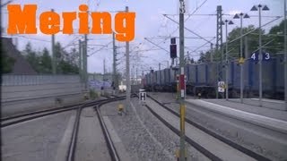 Führerstandsansicht Einfahrt in den Bahnhof Mering aus Richtung Geltendorf HD [upl. by Eilatam]