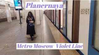 Moments of life in the Moscow metro Violet Line Planernaya station Fragment 2 [upl. by Brenna780]