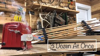 Making Wood Arrows Burning 3 Dozen [upl. by Lapham544]