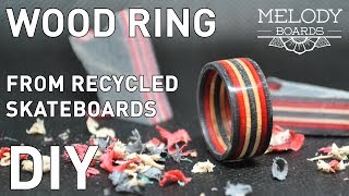 Wood ring from recycled skateboards DIY [upl. by Kcered]