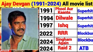 Ajay Devgan 19912024 All movie list  🎥 Ajay Devgan flop and hit all movie list Singham Again [upl. by Aseefan687]