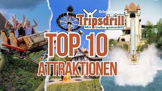 TOP 10 ATTRAKTIONEN im TRIPSDRILL 2024 unsere TOPLIST der FAHRGESCHÄFTE des Freizeitparks [upl. by Ansel]