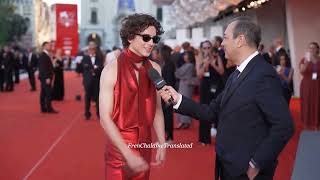 Timothée Chalamet speaking French again in Venice on Bones and all red carpet [upl. by Ennis]