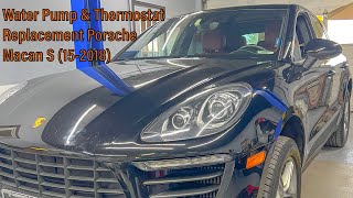 Overheating Porsche Macan S DTC P0597  Thermostat amp Water Pump Replacement 152018 [upl. by Ani]