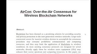 AirCon Over the Air Consensus for Wireless Blockchain Networks [upl. by Anirtek]