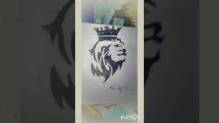 How to draw a tribal lion with crown♡ tattoo drawing tutorial for beginner preetham drawing [upl. by Wyn800]