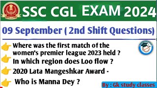 SSC CGL 2024  09 September 2nd Sift Questions SSC CGL Tier  1 [upl. by Wrennie522]