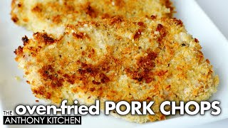 Crispy OVENFRIED Pork Chops  Less Oil Same Crunch KidApproved [upl. by Maridel]