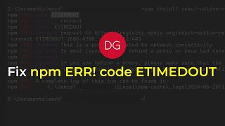 Fix npm ERR code ETIMEDOUT [upl. by Ahsenrad366]