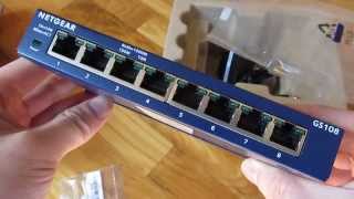 NetGear ProSafe GS108 8 Port Gigabit Switch  Unboxing and Detailed Close Ups [upl. by Jecho]