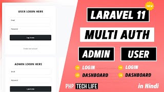 Laravel 11 Multiple Authentication  User amp Admin  Multi Guard Authentication  PHP Tech Life Hindi [upl. by Micro]