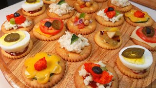 Canapes Recipes  Mini Snacks For Parties  7 Best Cracker Appetizer Recipes With Butter Puff [upl. by Lehcin]