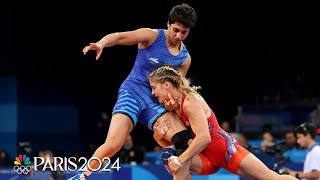 Helen Maroulis takes care of business against Malik to reach 57kg freestyle QFs  Paris Olympics [upl. by Rotceh443]