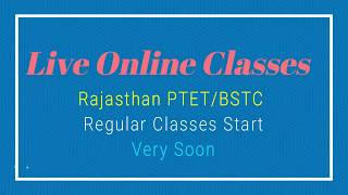 Rajasthan PTET BSTC 2019  Live Classes [upl. by Oshinski]