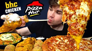 ASMR MUKBANG PIZZA HUT EXTRA CHEESE PIZZA amp BHC BBURINKLE FRIED CHICKEN  WITH RANCH  Magic Mikey [upl. by Fay]