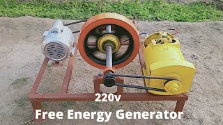 Make Free Energy Generator 220v With 5kw Alternator And Motor Flywheel Free Electricity Generator [upl. by Maffa]