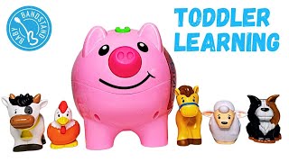 Learn First Words amp Colors for Toddlers Piggy Bank Fun Baby Learning Video with Ms Alyssa [upl. by Icul]