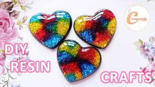 DIY Epoxy Resin Craft and Accessories  Hearts with Aluminum Foil  Resin Crafts for Beginners [upl. by Narba]