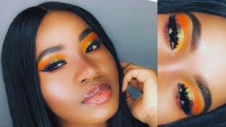 JUVIAS PLACE Eyeshadow Palettes ORANGE HALF CUT CREASE MAKEUP TUTORIAL [upl. by Eudo]