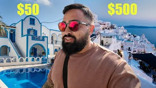 50 vs 500 Hotel in Santorini Greece 🇬🇷 [upl. by Rhpotsirhc]