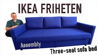 IKEA FRIHETEN Three seat sofa bed Assembly instructions [upl. by Anyal]