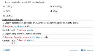 Rumus kimia dari kobalt III nitrat adalah [upl. by Dnartreb]