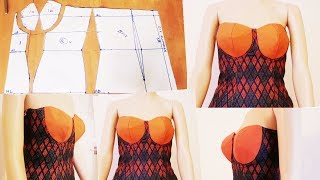 How to make Corset top StraplessBustierTube top Pattern draftingCutting and Sewing Easy method [upl. by Zobias]