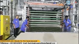 Film faced plywood production 800Ton Lamination hot press machine [upl. by Nanfa]