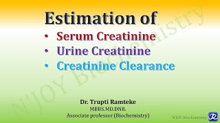 Estimation of serum Creatinine Urine Creatinine Creatinine Clearance  Practical  Biochemistry [upl. by Gisella344]