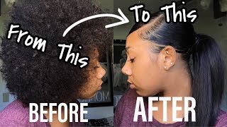 How To SLEEK LOW PONYTAIL On NATURAL HAIR 3B 3C 4A  KDiani [upl. by Okime]