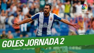 Todos los goles de la Jornada 02 de LaLiga Santander 20182019 [upl. by Berl576]