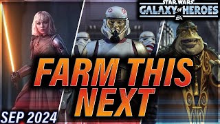 PRIORITY FARMING LIST READJUSTMENTS September 2024 starwars galaxyofheroes swgoh [upl. by Rustice245]