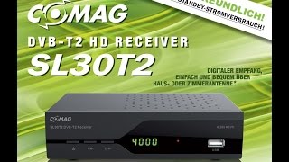 Comag SL30T2 DVBT2 HD H265HEVC Receiver v21  built July 2016  Deutschland channels 2017 [upl. by Elyod567]